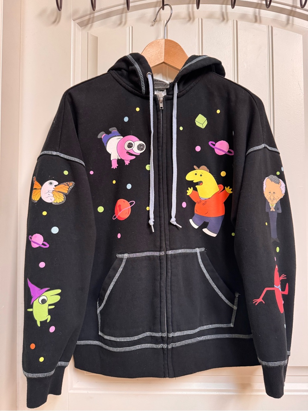 Hot Topic Black Cotton Poly Blend Smiling Friends zip-up hoodie. Size S